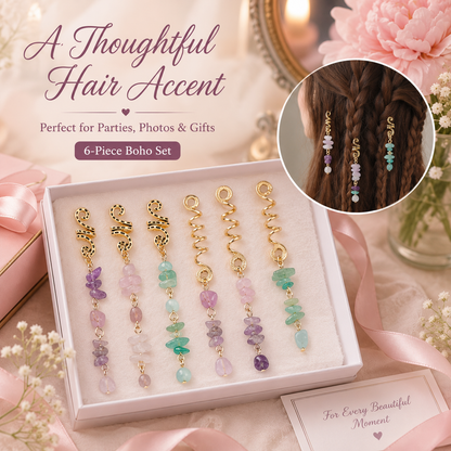 🔥 Hot Sale | Colored Natural Stone Pendant Hair Jewelry for Braids