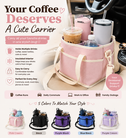 🔥 LAST DAY 50% OFF-☕ Emotional Support Drink Bag – Insulated Coffee Carrier Tote For Iced Coffee Lovers