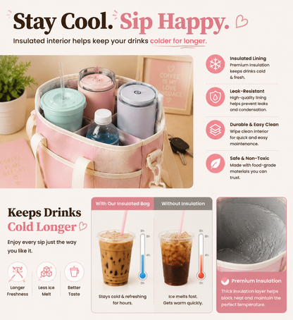 🔥 LAST DAY 50% OFF-☕ Emotional Support Drink Bag – Insulated Coffee Carrier Tote For Iced Coffee Lovers