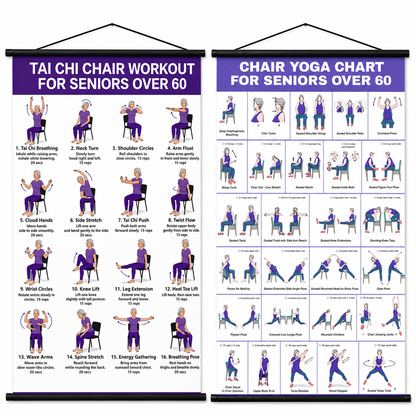 🔥Tai Chi Chair Workout Chart for Seniors (16 x 24 inches)
