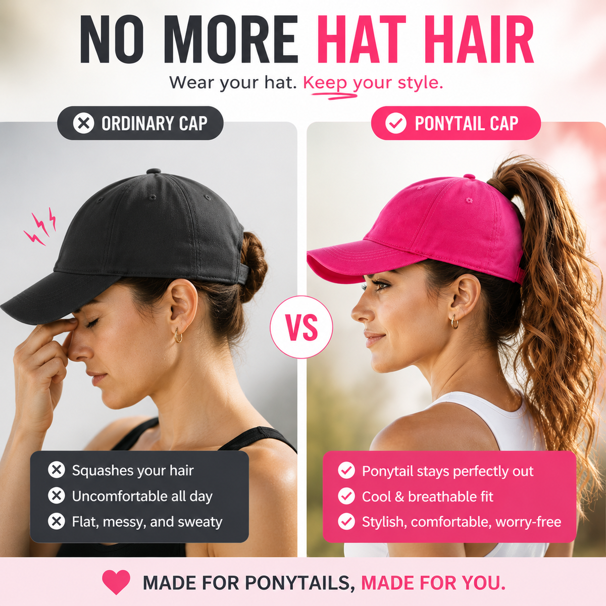 🔥 LAST DAY 50% OFF | Ponytail Baseball Cap – Made For Ponytails, Built For Everyday Comfort