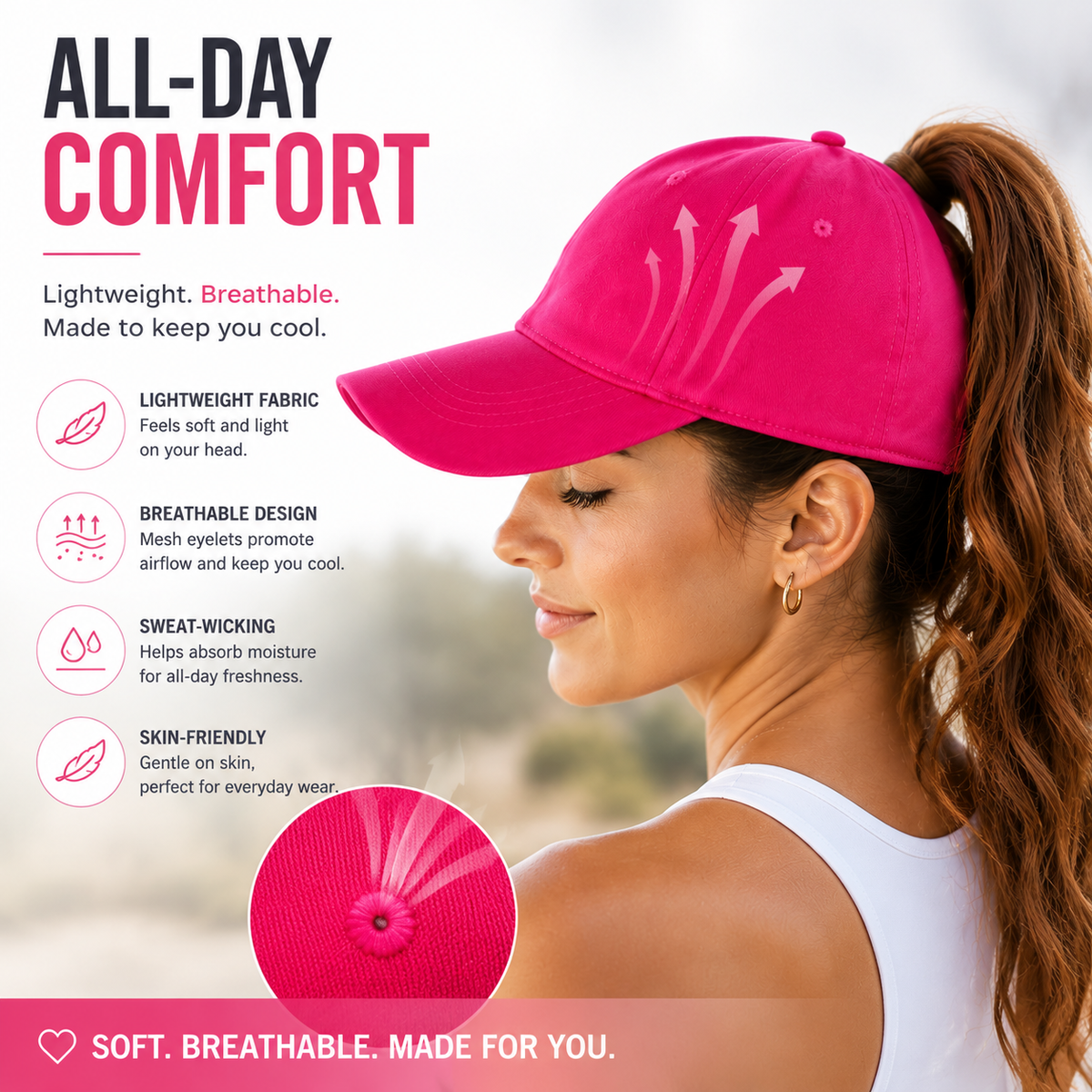 🔥 LAST DAY 50% OFF | Ponytail Baseball Cap – Made For Ponytails, Built For Everyday Comfort