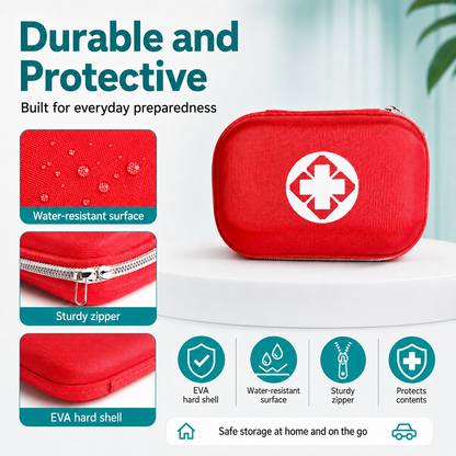 First Aid Kit: Portable Home Emergency Kit—Complete with Accessories | 26-Piece Set