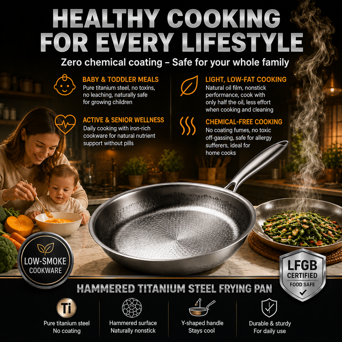 Hand-hammered, uncoated non-stick frying pan 🍳