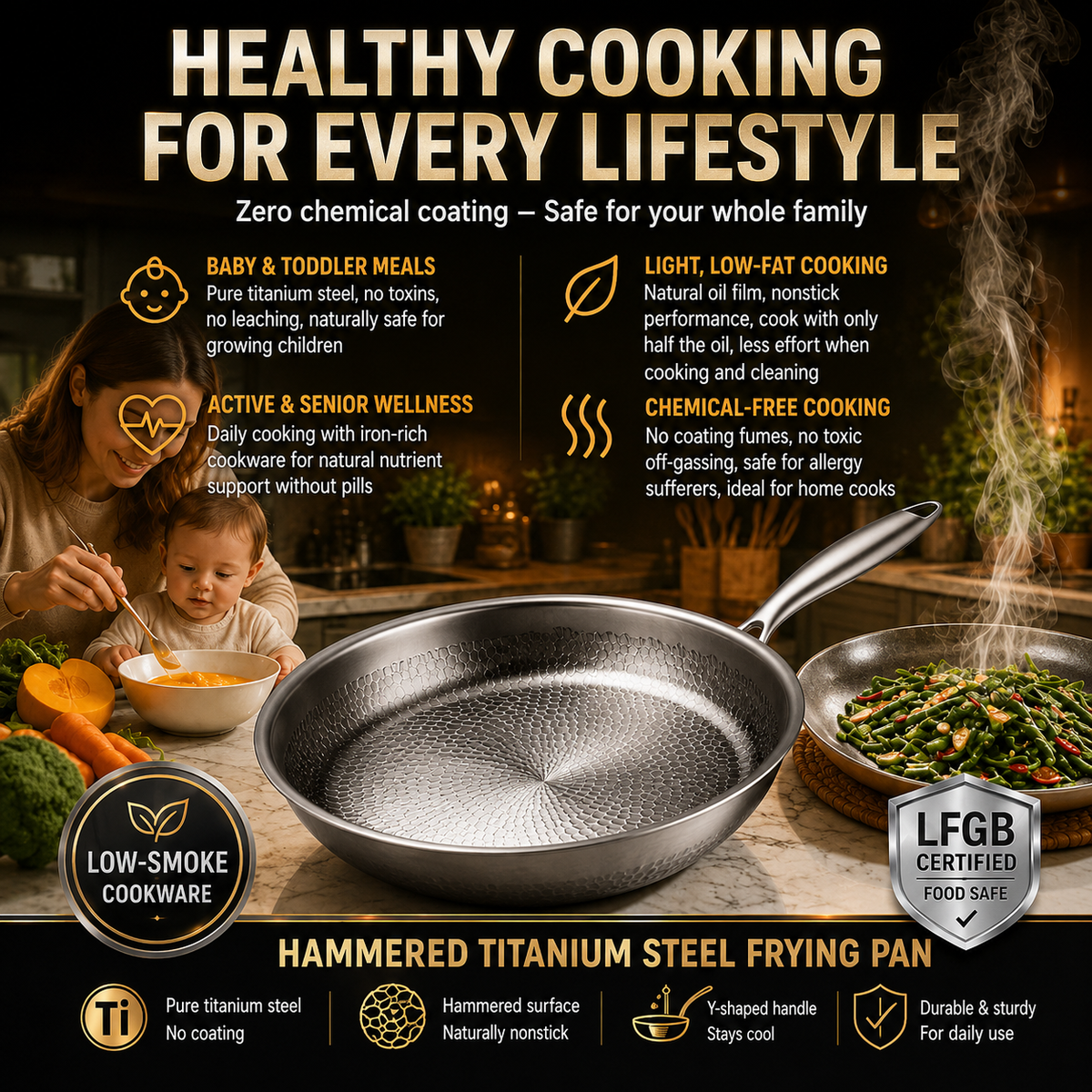 Hand-hammered, uncoated non-stick frying pan 🍳