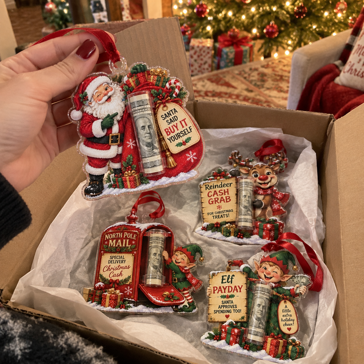 🎄 Christmas Cash Holder Ornament — Because Cash Always Fits!