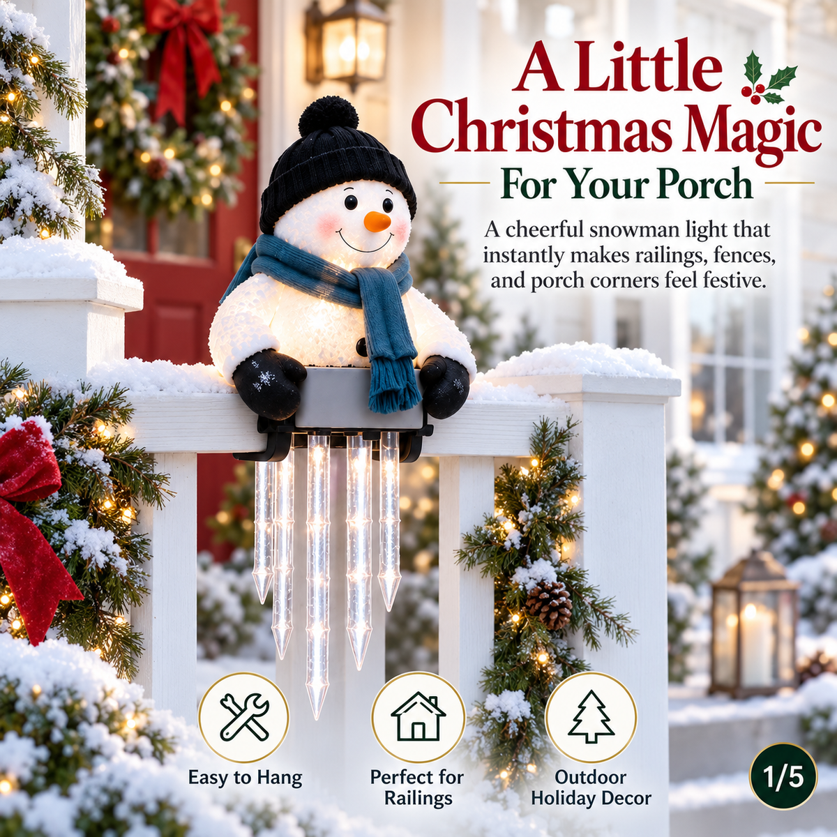 ☃️Let It Glow – Snowman Icicle Light Decor for Cozy Winter Nights