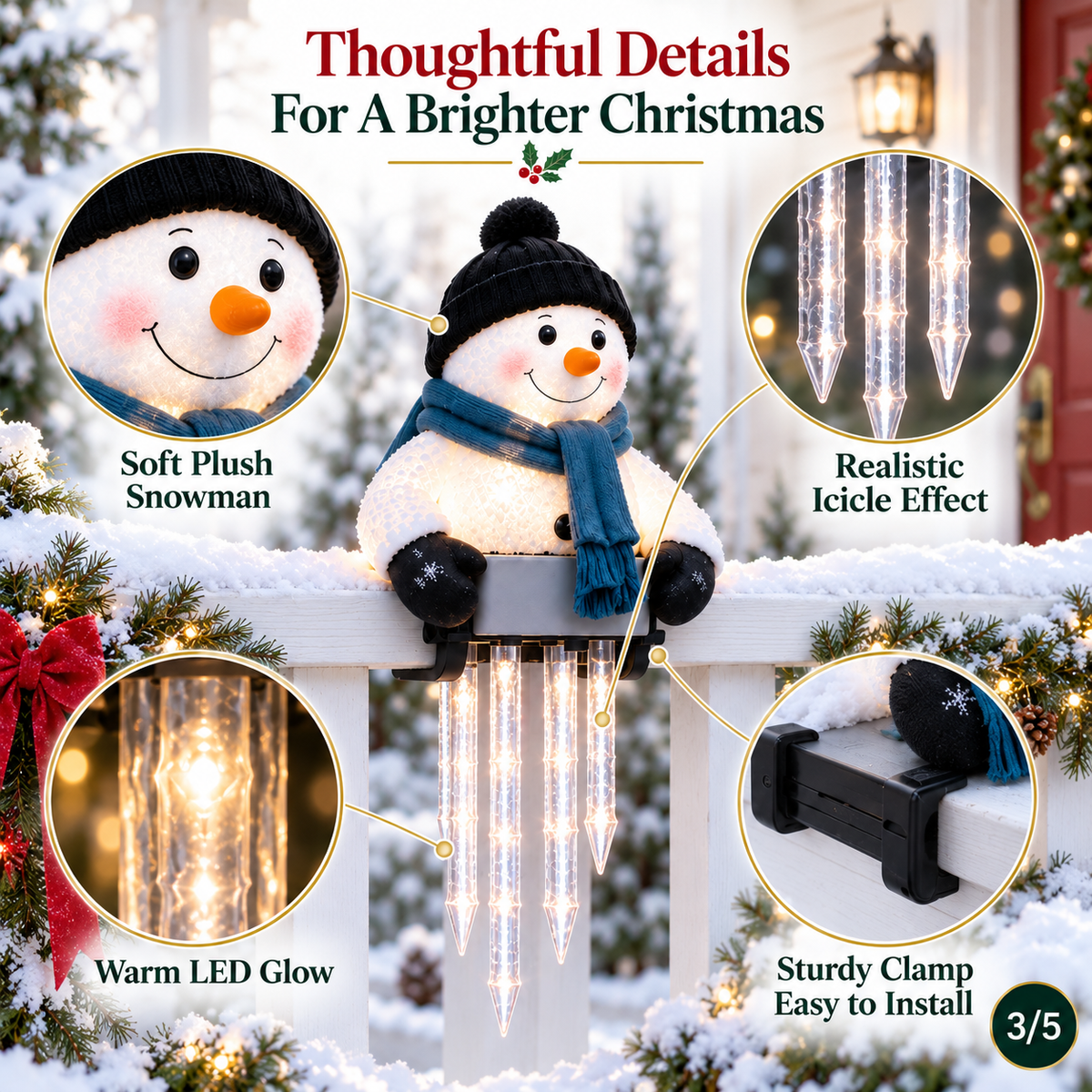 ☃️Let It Glow – Snowman Icicle Light Decor for Cozy Winter Nights