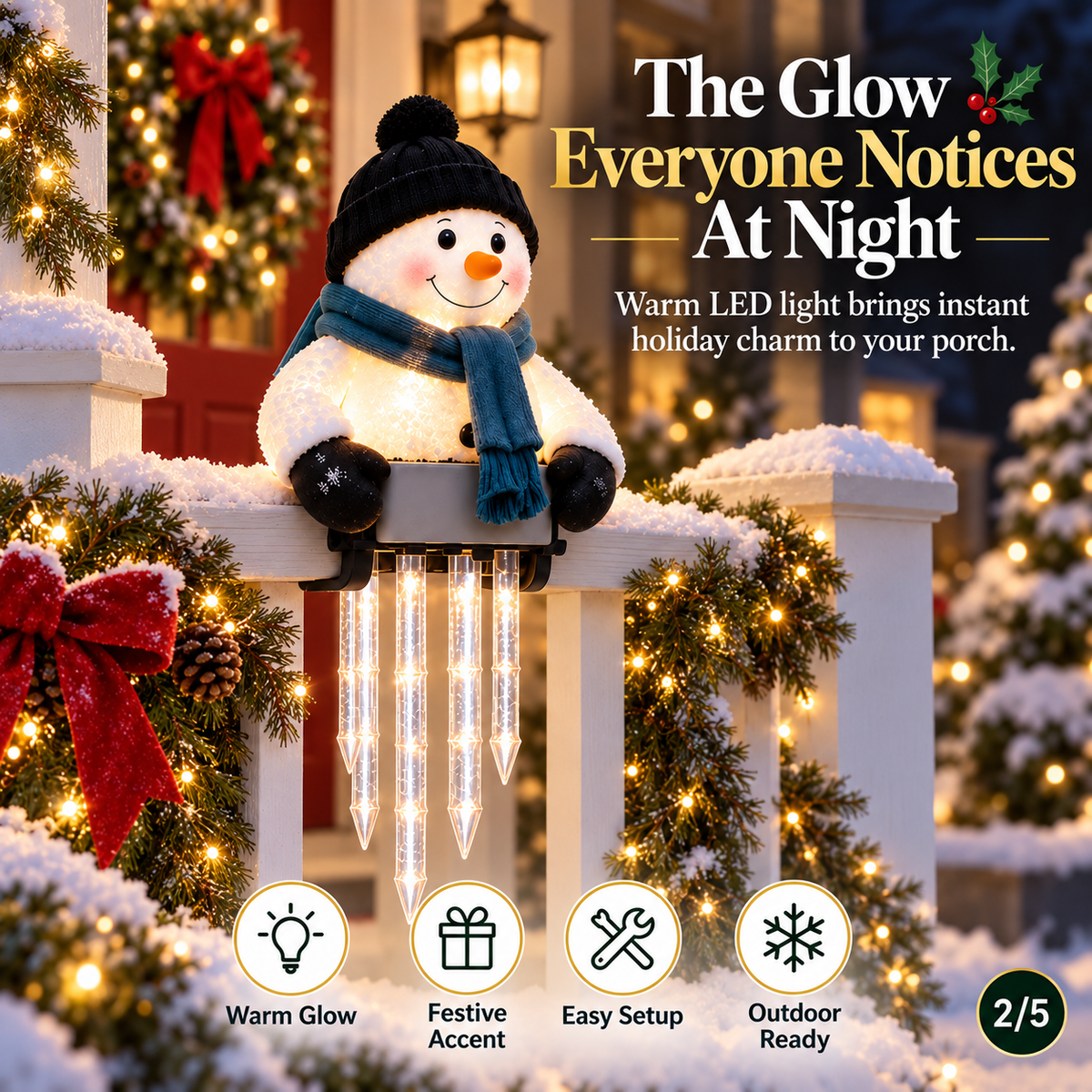 ☃️Let It Glow – Snowman Icicle Light Decor for Cozy Winter Nights