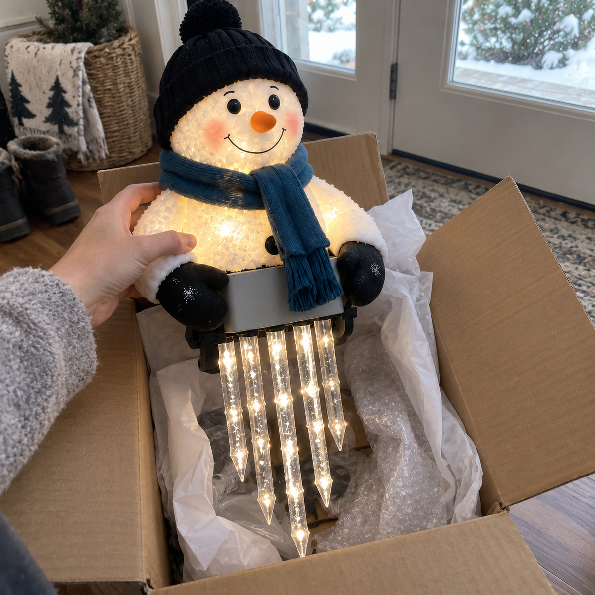 ☃️Let It Glow – Snowman Icicle Light Decor for Cozy Winter Nights