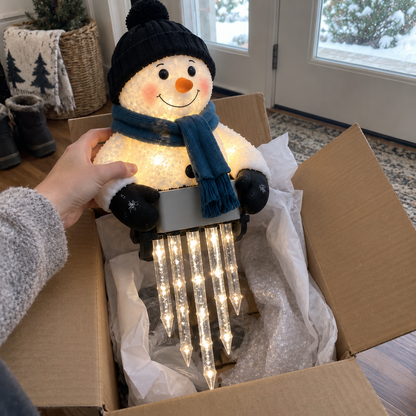 ☃️Let It Glow – Snowman Icicle Light Decor for Cozy Winter Nights