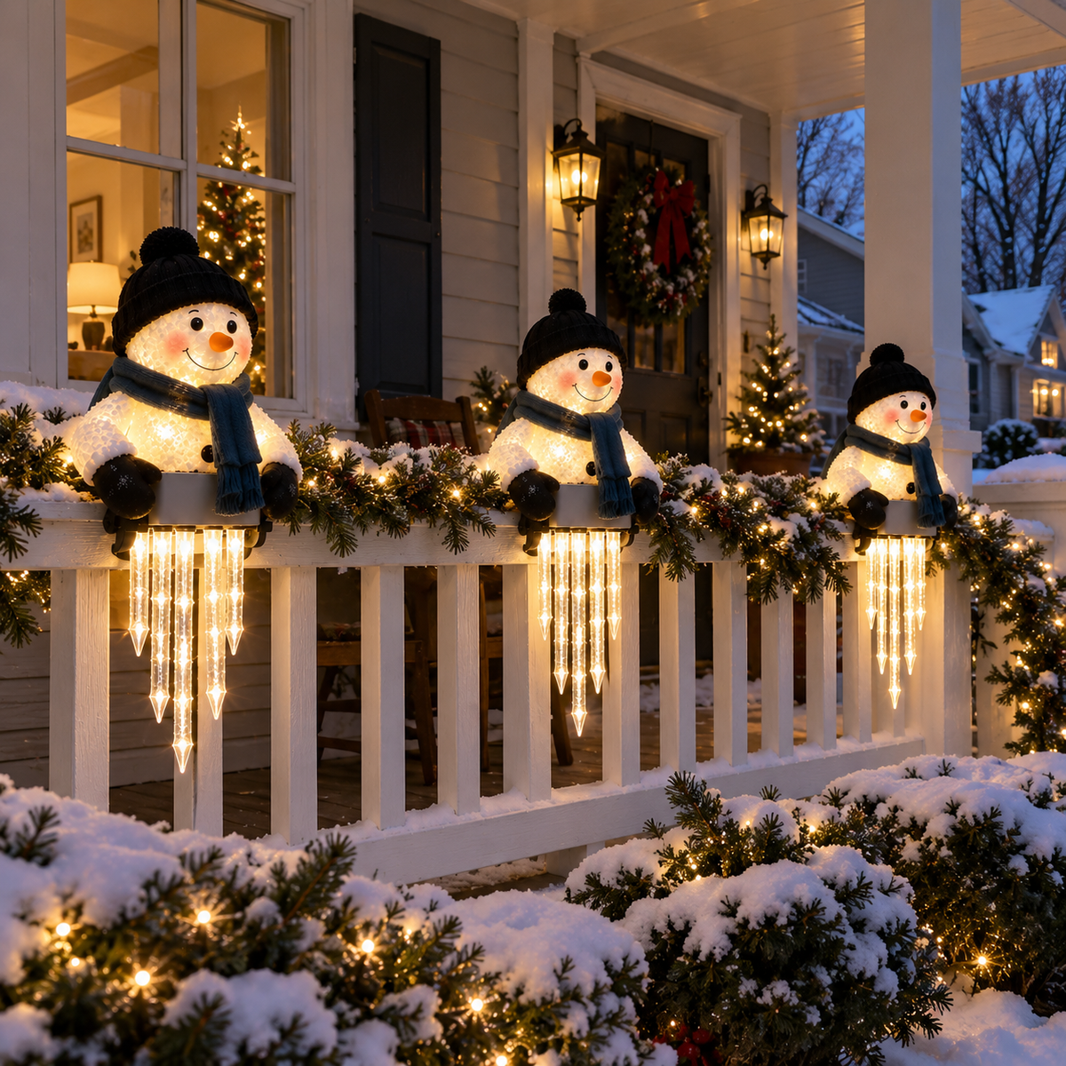 ☃️Let It Glow – Snowman Icicle Light Decor for Cozy Winter Nights