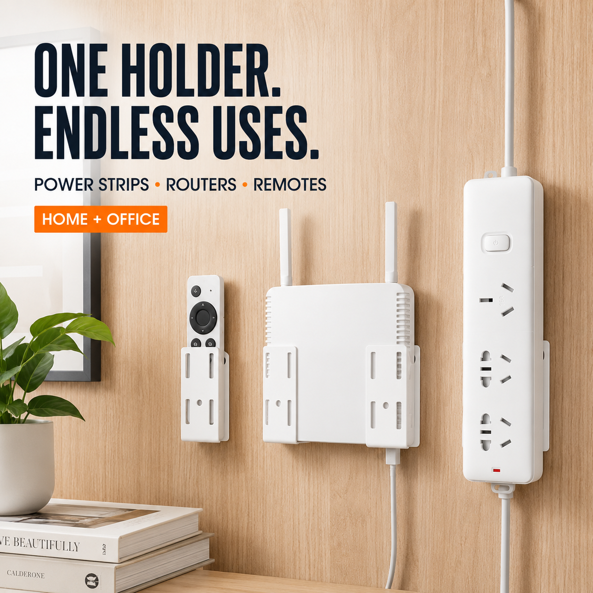 10-Pack No-Drill Power Strip Holders – Peel, Stick & Organize