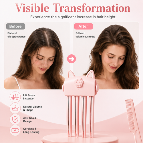 Wireless Heated Volumizing Root Lift Clip - Salon Crown Volume Styling Tool for Fine Flat Hair