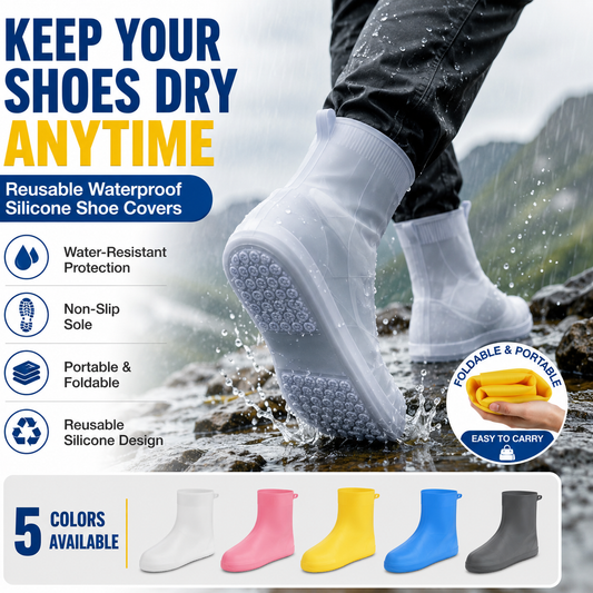 Stop Soaked Sneakers! Heavy-Duty Rain Shoe Covers – Anti-Slip & Fold Into Your Bag 🌧️