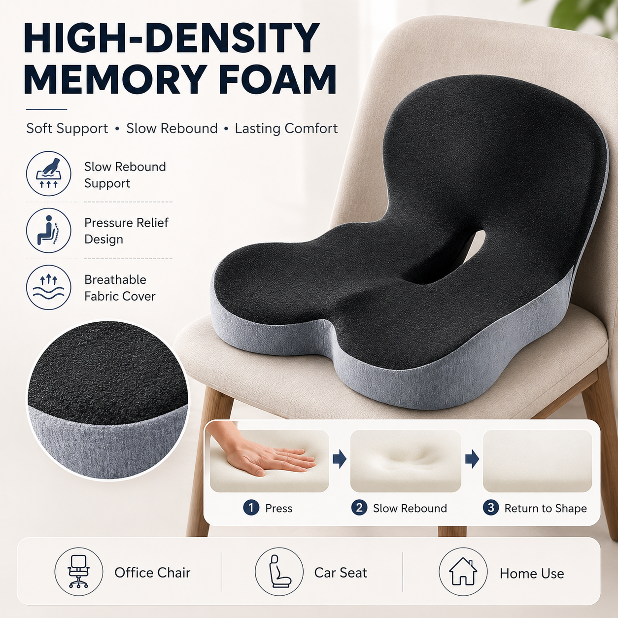 🔥Sitting all day? This cushion can instantly relieve pressure on your back and tailbone.