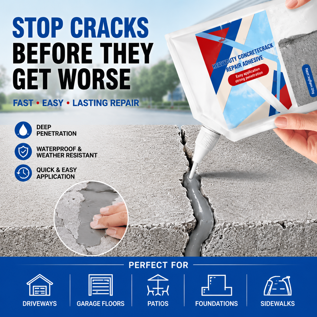 Heavy-Duty Concrete Crack Repair Adhesive