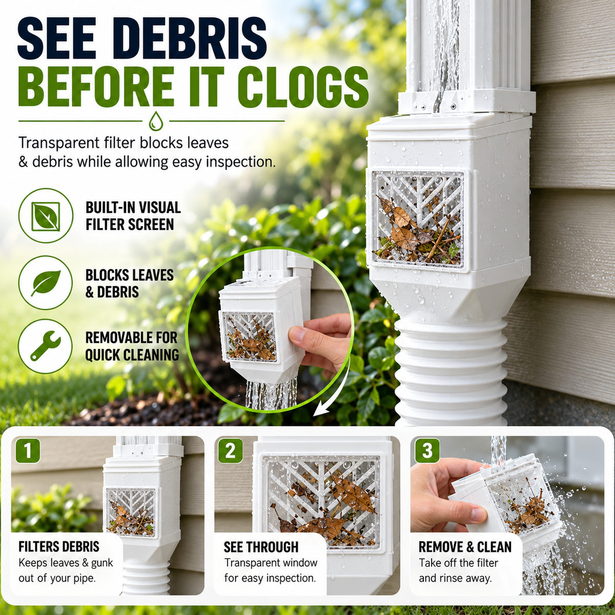 🌧️ Flexible Downspout Extension Kit – 22–63in Rainwater Drainage Pipe