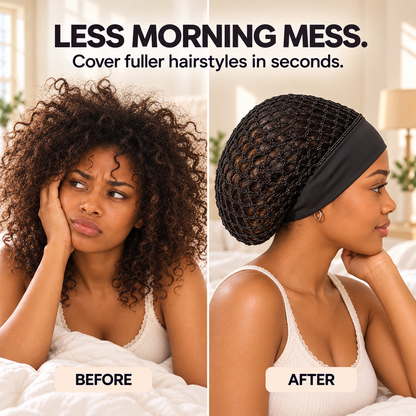 3-Pack Breathable Hair Protection Caps for Curls, Braids & Voluminous Hair – Lightweight Satin-Band Mesh Bonnet for Sleeping, Travel & Everyday Use