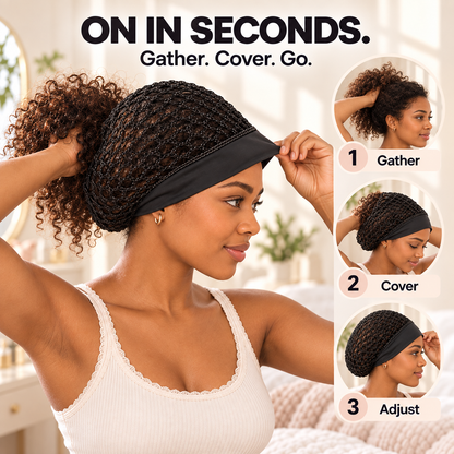 3-Pack Breathable Hair Protection Caps for Curls, Braids & Voluminous Hair – Lightweight Satin-Band Mesh Bonnet for Sleeping, Travel & Everyday Use
