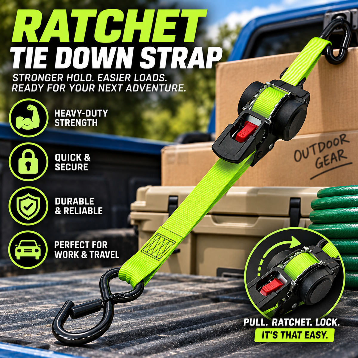 Sturdy Retractable Ratchet Straps