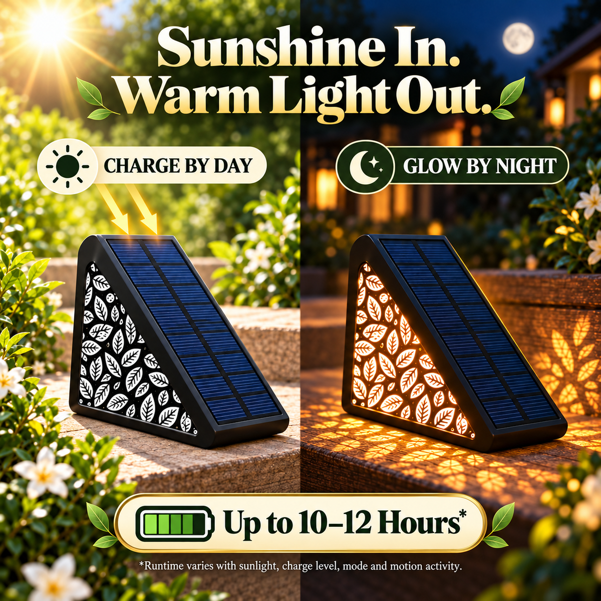 🌙 50% OFF! Solar Motion Sensor Step Lights – Long-Lasting Battery, IP65 Waterproof & DIY Custom Floral Glow. No Wiring for Gardens, Decks & Pathways.