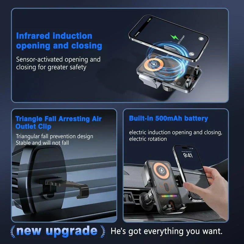 🔥HOT SALE 50% OFF🎁⚡Over 50K sold! 📱Smart 2-in-1 Car Rotating Mobile Phone Holder & Wireless Charger⚡