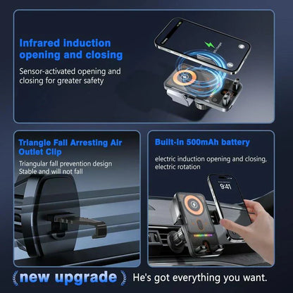 🔥HOT SALE 50% OFF🎁⚡Over 50K sold! 📱Smart 2-in-1 Car Rotating Mobile Phone Holder & Wireless Charger⚡