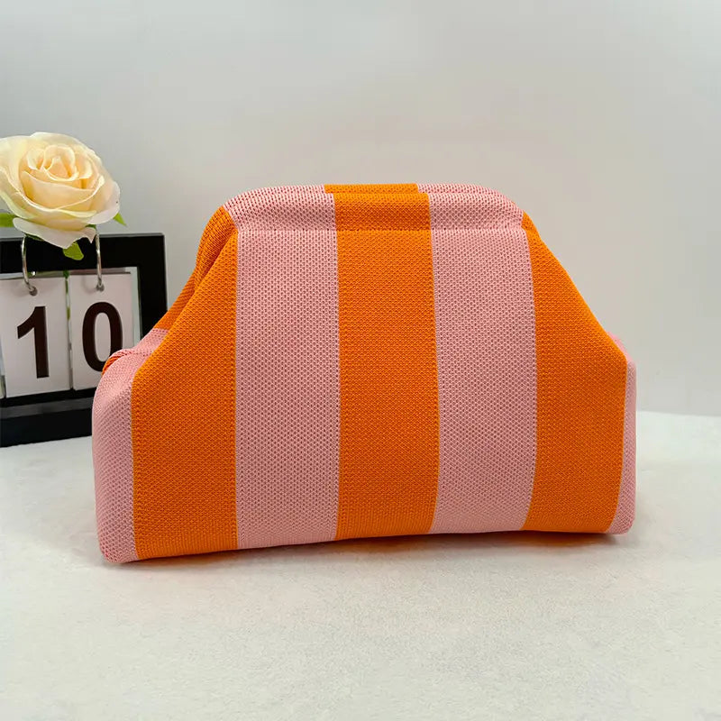 Bolso cruzado en nube a rayas y lunares de diamantes para mujer – Bolso ligero con cierre de clip para el estilo de cada día 👜