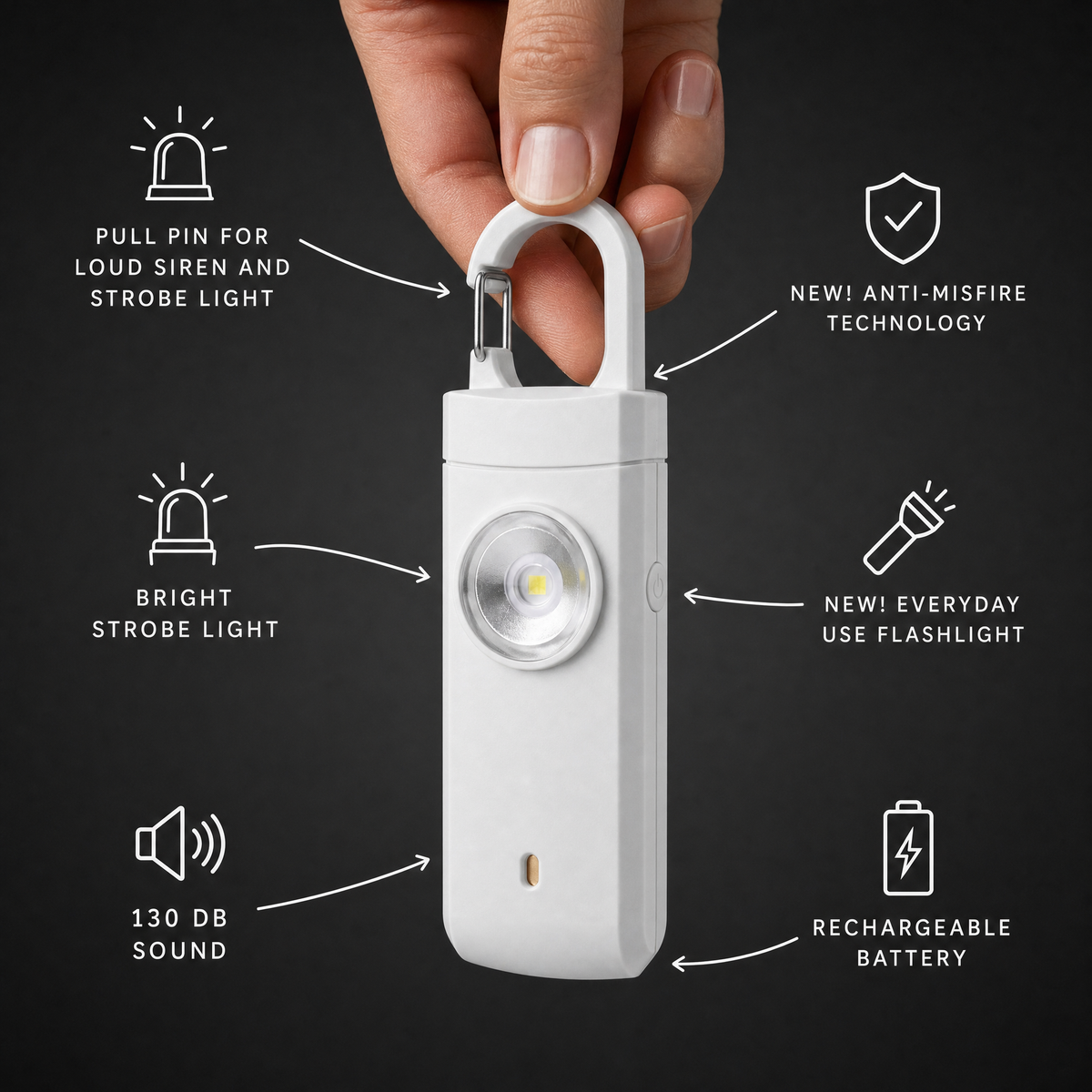 Rechargeable Personal Safety Alarm – product image