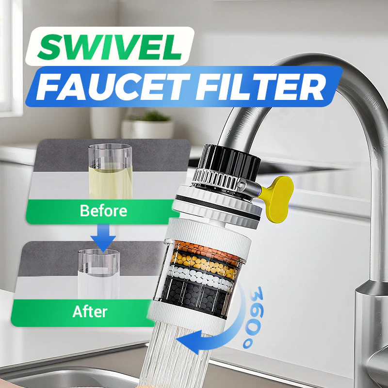 💧 6-Layer Faucet Water Filter 360° Rotating Splash-Free
