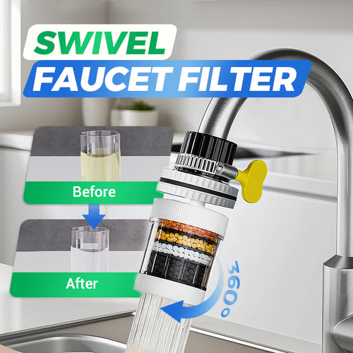 💧 6-Layer Faucet Water Filter 360° Rotating Splash-Free