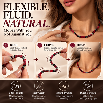 🐍 Realistic Snake-Inspired Necklace – Flexible Woven Statement Choker with Adjustable Fit