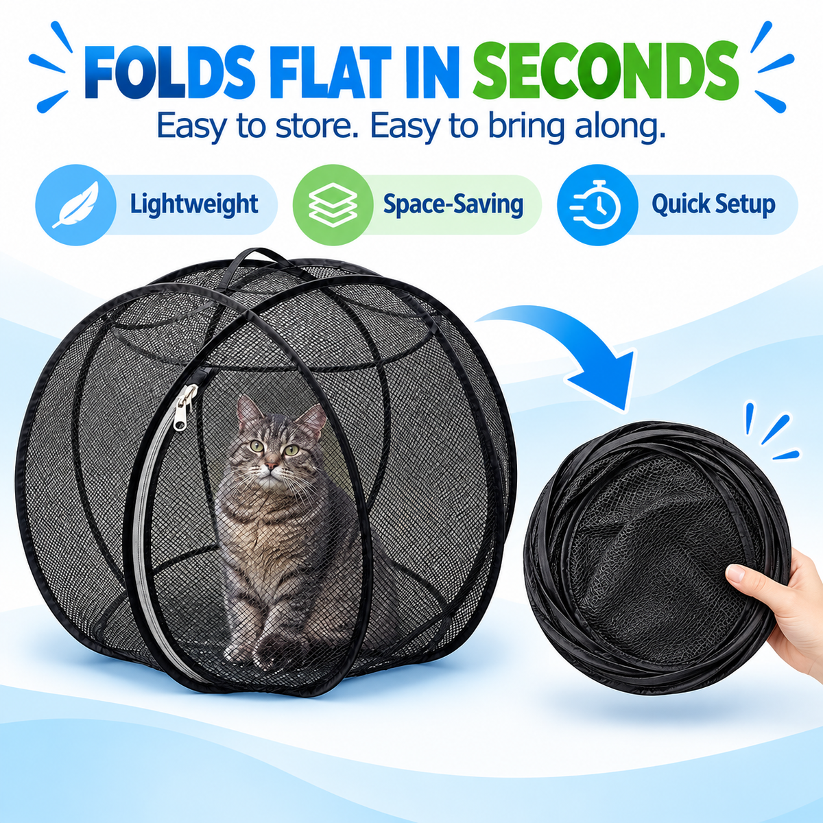 🐱🌿 Pop-up Mesh Playpen