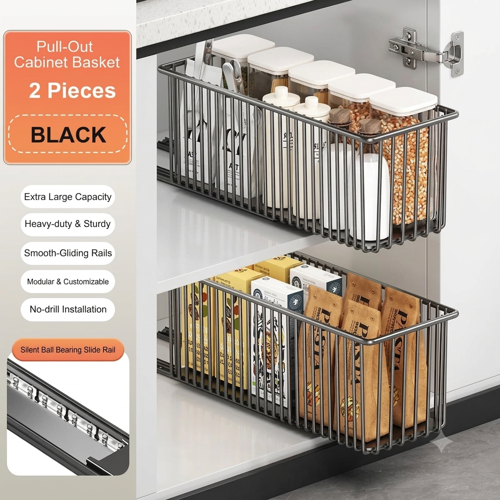 🔥 ⌛ Last Day: 55% OFF! 🛒 Premium Space-Saving Cabinet Storage Basket