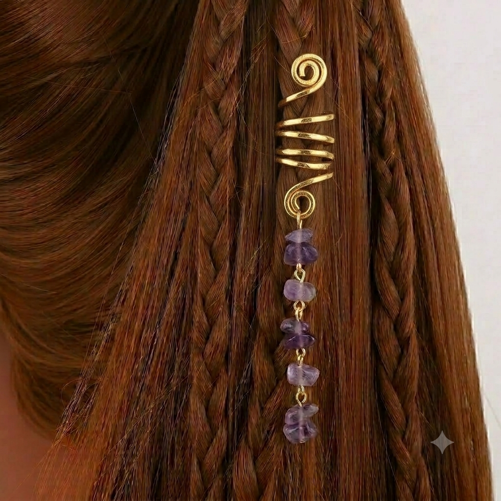 🔥 Hot Sale | Colored Natural Stone Pendant Hair Jewelry for Braids