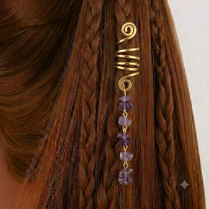 🔥 Hot Sale | Colored Natural Stone Pendant Hair Jewelry for Braids