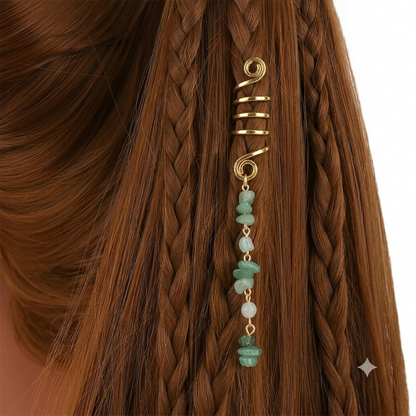 🔥 Hot Sale | Colored Natural Stone Pendant Hair Jewelry for Braids