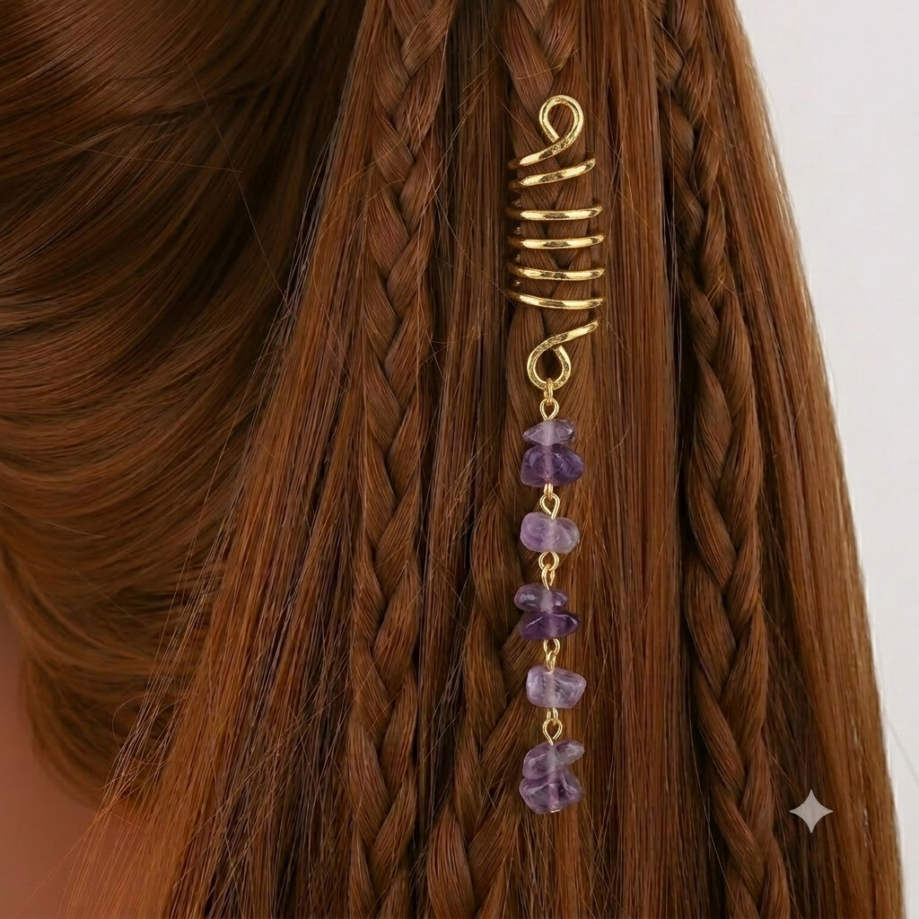 🔥 Hot Sale | Colored Natural Stone Pendant Hair Jewelry for Braids