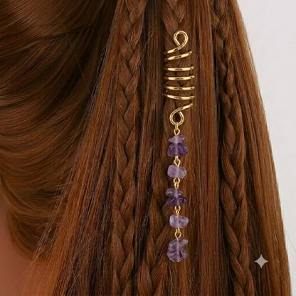 🔥 Hot Sale | Colored Natural Stone Pendant Hair Jewelry for Braids
