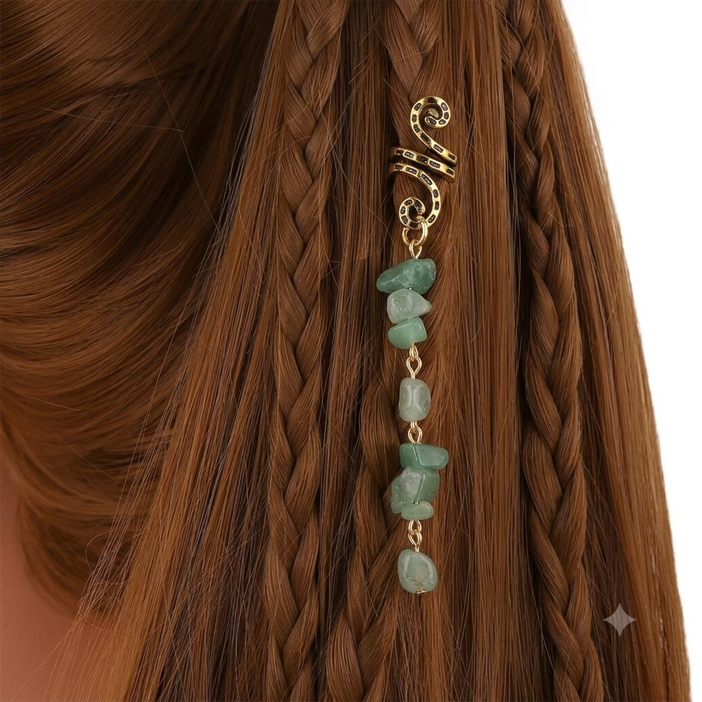 🔥 Hot Sale | Colored Natural Stone Pendant Hair Jewelry for Braids