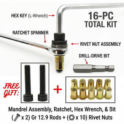 ⏳Time-Limited Special⏰Rivet Gun Head & Nutsert Cap Set | Heavy-Duty Steel Fastening Tool | Portable Kit for Automotive, Sheet Metal & Industrial Use