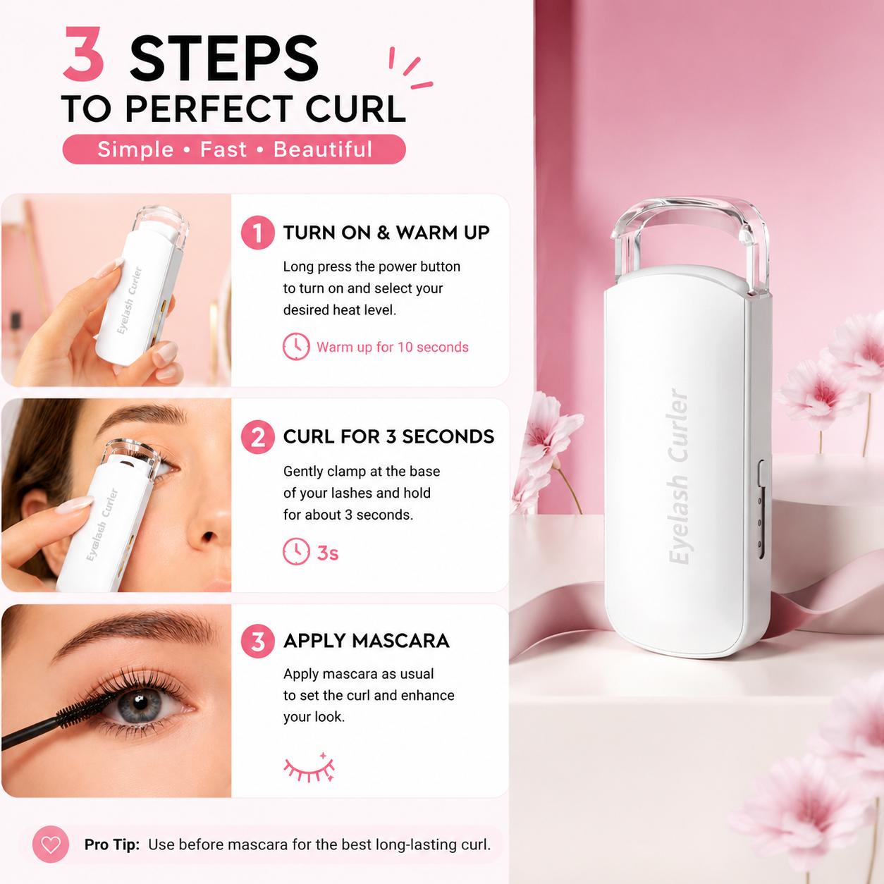 🔥LAST DAY 49% OFF-Rechargeable Electric Heated Eyelash Curler - Perfect Lash Curl in Seconds 👁️✨
