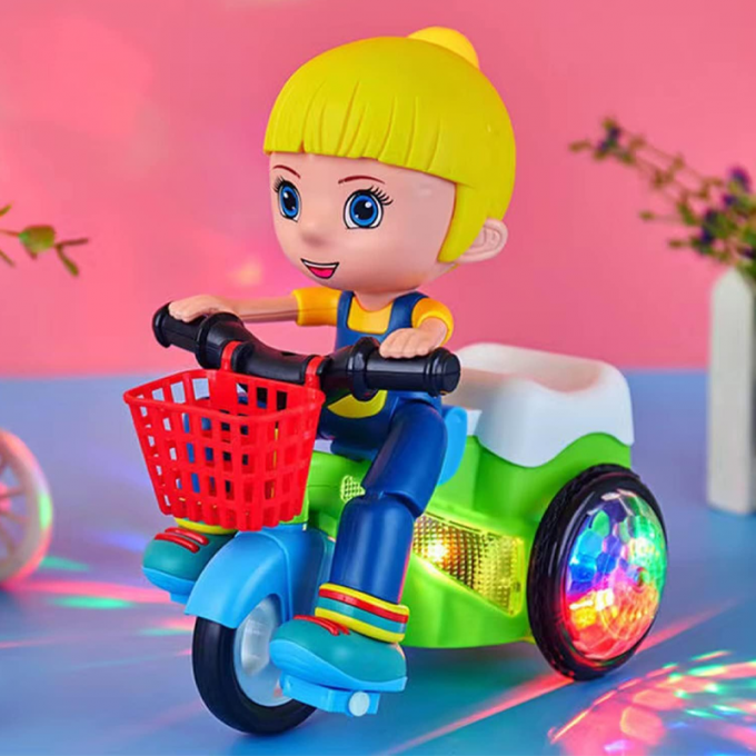 ⏳Time-Limited Special⏰Light‑up stunt trike with music and a removable doll — 360° spinning wheels, colorful lights, and endless fun for little riders. 🎶