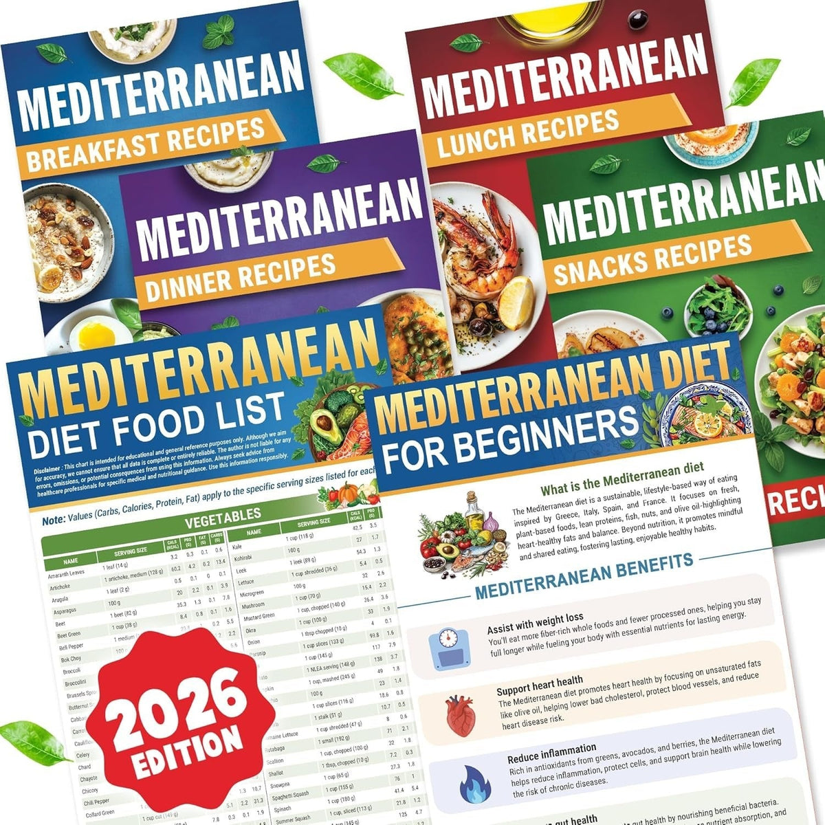 🥗Feel More Confident About Everyday Meals - 3-Piece Mediterranean Meal Planning Set With A 28-Day Guide And 80 Recipes🍋