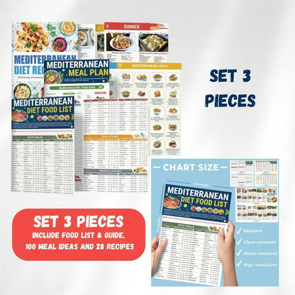 🥗Feel More Confident About Everyday Meals - 3-Piece Mediterranean Meal Planning Set With A 28-Day Guide And 80 Recipes🍋