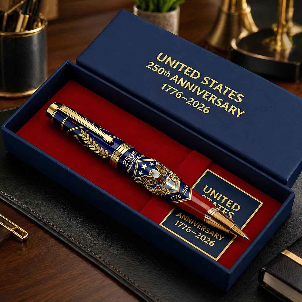 🎁 Cuaderno y bolígrafo del 250.º aniversario de EE. UU., 1776-2026, regalo patriótico