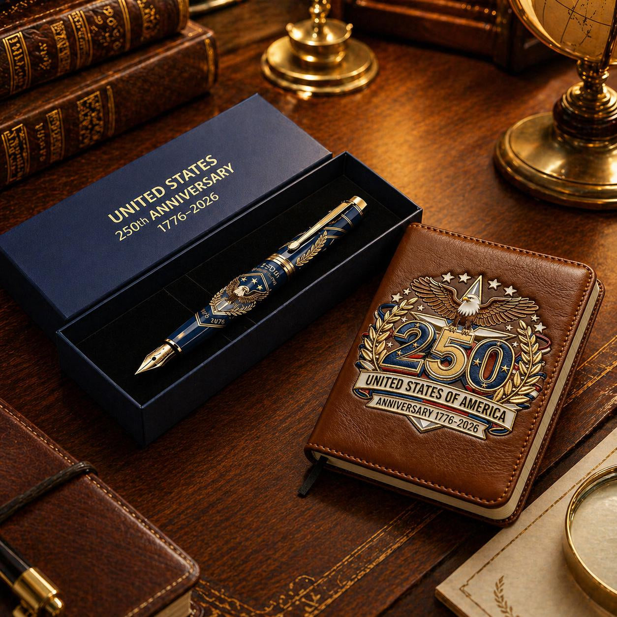 🎁 Cuaderno y bolígrafo del 250.º aniversario de EE. UU., 1776-2026, regalo patriótico