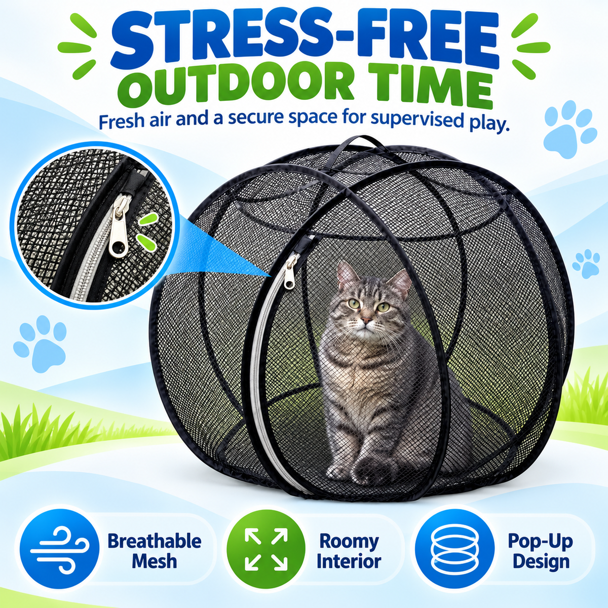 🐱🌿 Pop-up Mesh Playpen