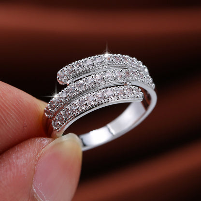 Stylish, simple, and elegant micro-paved zircon ring for women